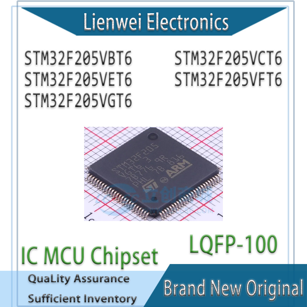 100% ใหม่เดิม STM32F205VBT6 STM32F205VCT6 STM32F205VET6 STM32F205VFT6 STM32F205VGT6 IC MCU ชิปเซ็ต L
