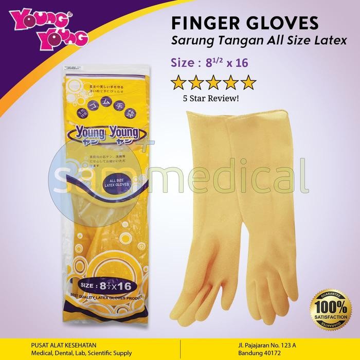 GGYc- ถุงมือยาง Young Young ทุกขนาด 8 1/2 X 16 Cm