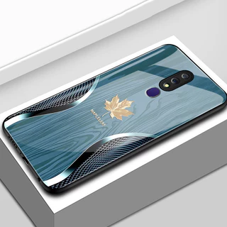 เคสสำหรับ OPPO F11 F11 Pro A9 2019 A9X เคสโทรศัพท์ใบเมเปิ้ลนำโชคเปลือกแก้วกันกระแทก