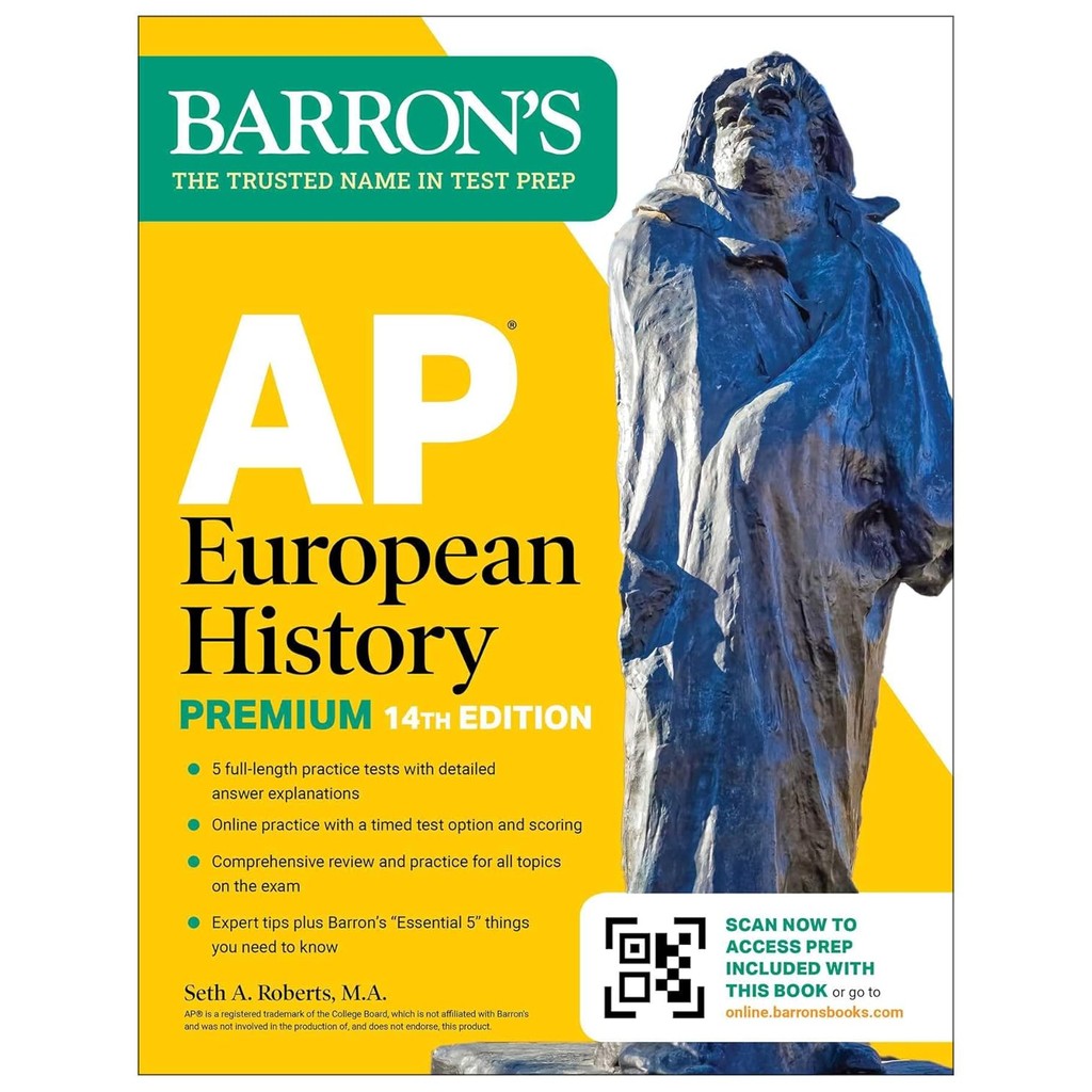 Chulabook|c321|หนังสือ|AP EUROPEAN HISTORY PREMIUM, 2026: 5 PRACTICE TESTS + COMPREHENSIVE REVIEW + 