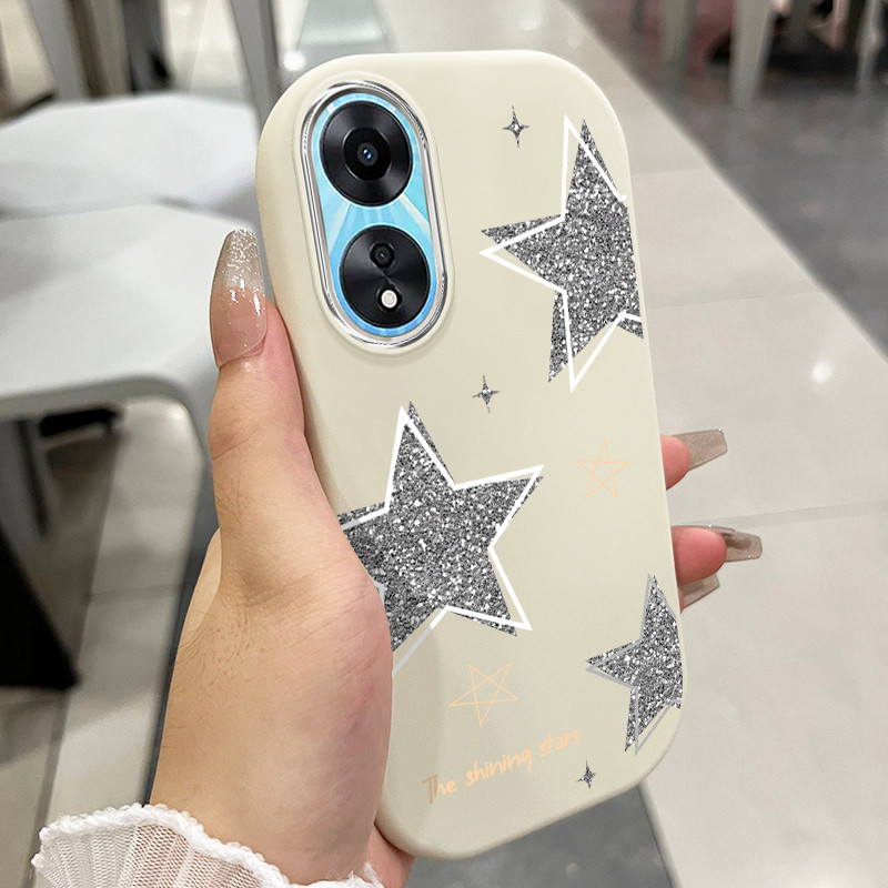 เคสสำหรับ OPPO A58 5G A78 5G A58X 5G A1X A2X 5G A58 4G เคสโทรศัพท์มันวาวดาวรูปหัวใจกันกระแทกกลมและอ้