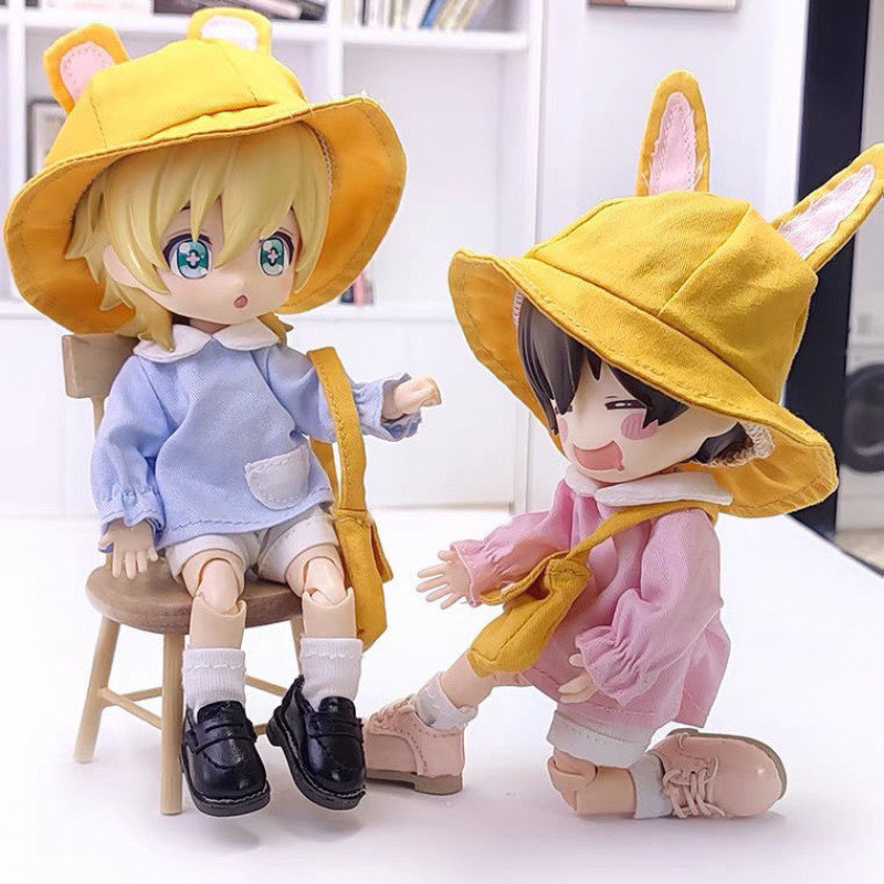 ชุดเสื้อผ้าตุ๊กตา 16cm - ชุดนักเรียนอนุบาลกระต่าย O.B.11 สำหรับ GSC และ BJD 12 ชุดสีฟ้า 5 ชิ้น (รองเ