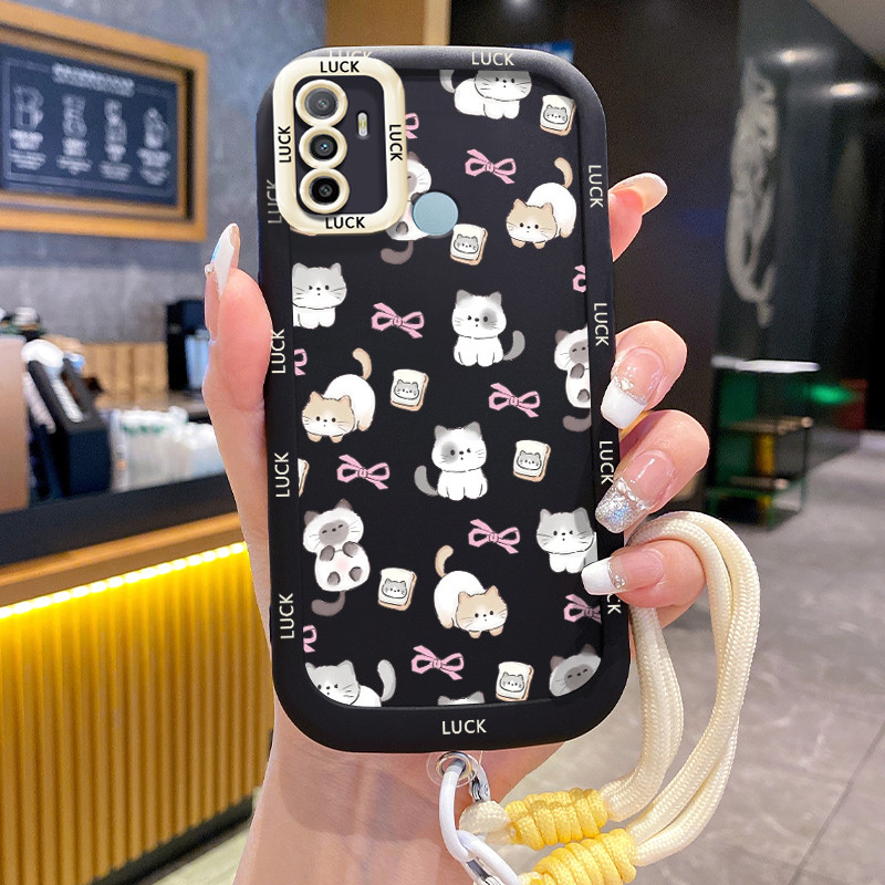 เคสสำหรับ OPPO A53 2020 A33 2020 A53s A32 A11s เคสโทรศัพท์แบบใหม่แมวสุนัขสายคล้องซิลิโคนกันกระแทก
