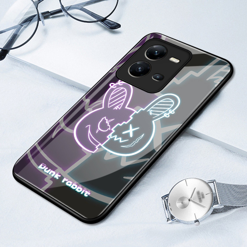 เคสสำหรับ VIVO V25 5G V25 Pro 5G V25E 4G เคสโทรศัพท์กระต่ายพังค์เปลือกแก้วกันกระแทก