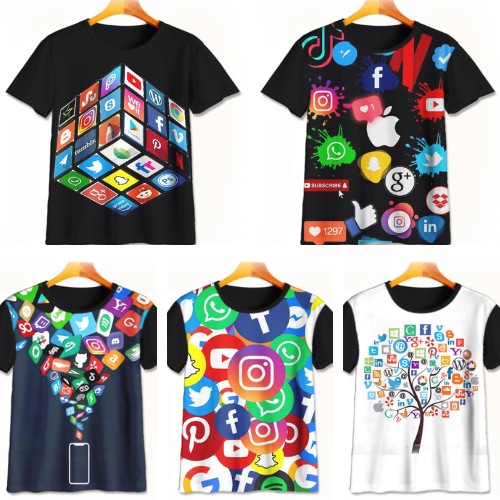 เสื้อยืด Cool 3D Social Media | เสื้อยืดไอคอน Social Media Unique | Sosmed Motif เสื้อผ้าสําหรับเด็ก