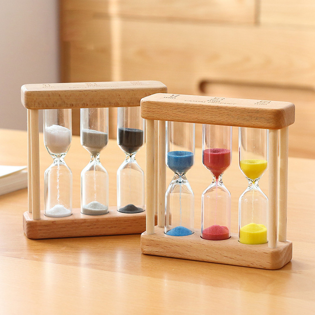 Stg_Sand Timer Set 1Min 3Min 5Min นาฬิกาทราย 3-in-1 เดสก์ท็อปนาฬิกาทรายสําหรับทําอาหารห้องเรียนออกกํ