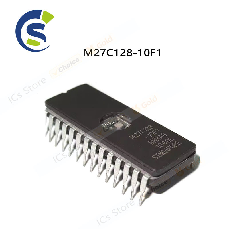 10PCS ใหม่ originalWINDOWED, FRIT SEALED, CERAMIC M27C128 16KX8 UVPROM CDIP-28 M27C128-10F1