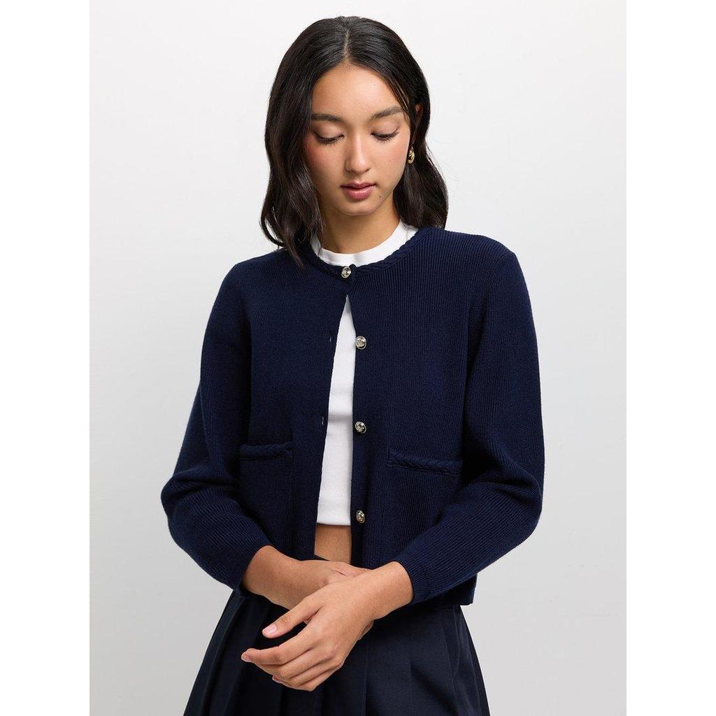 Pomelo Womens Knit Cardigan - สีกรมท่า