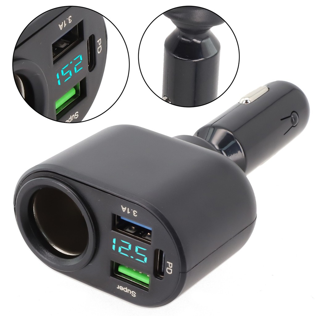[WSWA] 66W Super Fast Charging Car Charger 3-USB Port Phone Charger