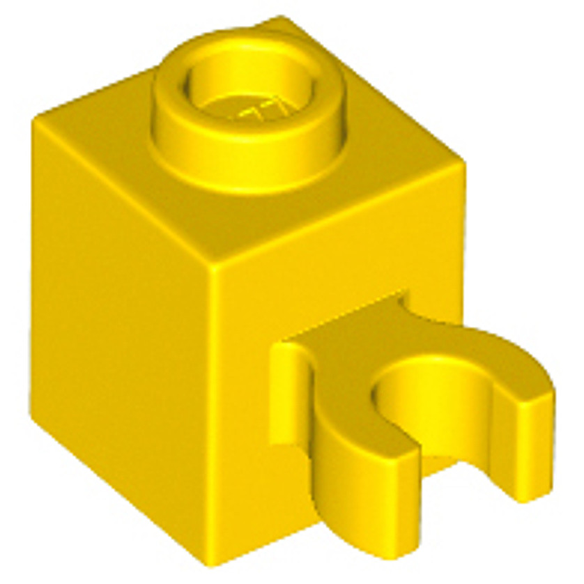 Brick2cube Part - Brick, Modified 1 x 1 with Open O Clip (Vertical Grip) - Hollow Stud - 60475b