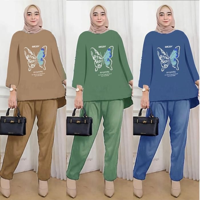 Choice - Wyner Id Womens One Set Crepe Jumbo Comfort Oversize Jumbo Bird Feather Print