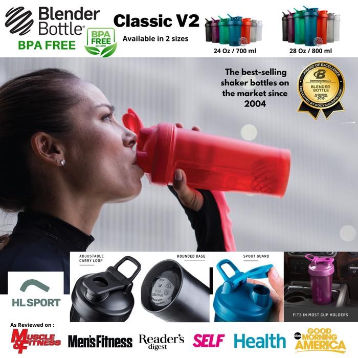 BLENDERBOTTLE CLASSIC V2 SHAKER BOTTLE PERFECT สําหรับ PROTEIN GYM FITNESS คุณภาพดั้งเดิม