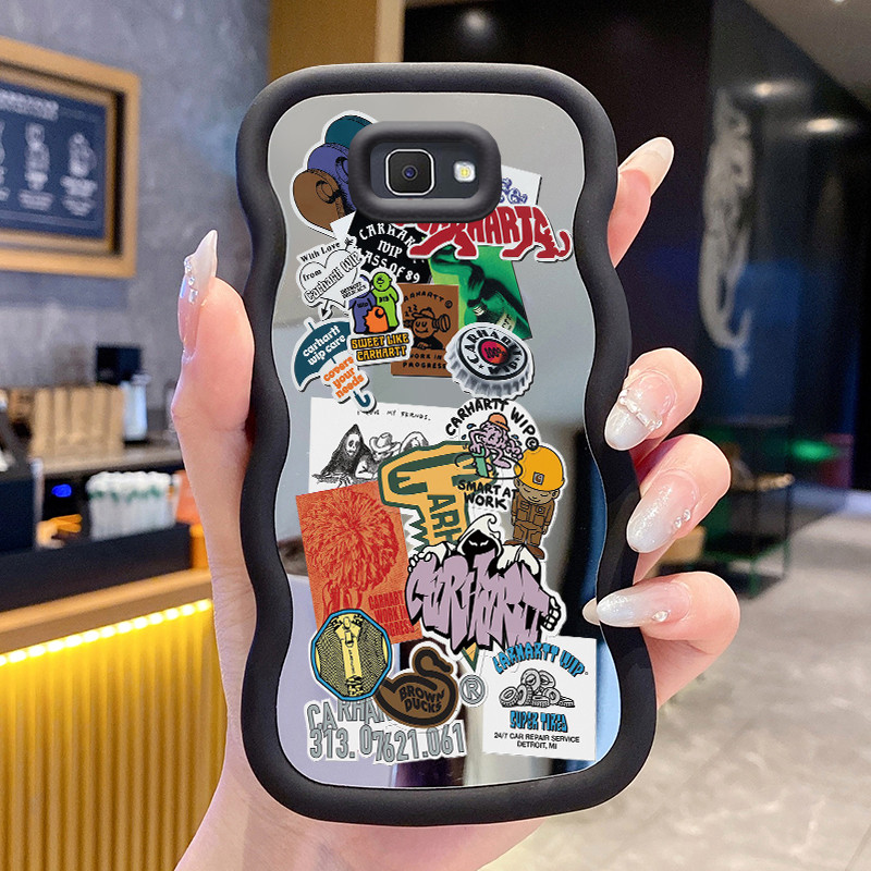 ปลอกสําหรับ Samsung J7 Prime Case Casing Icon Small Pattern HP Cesing Macaron Case Mirror Silicone S