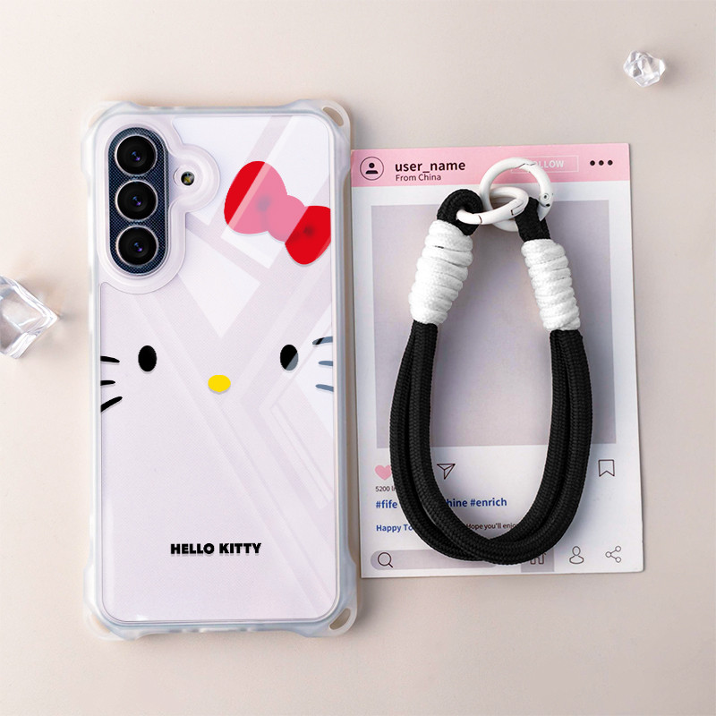 ล่าสุด GANTUNGAN HP Hello Kitty Ribbon Phone Case + Hanger สําหรับ Soft Infinix Smart 10 9 8 Tecno S