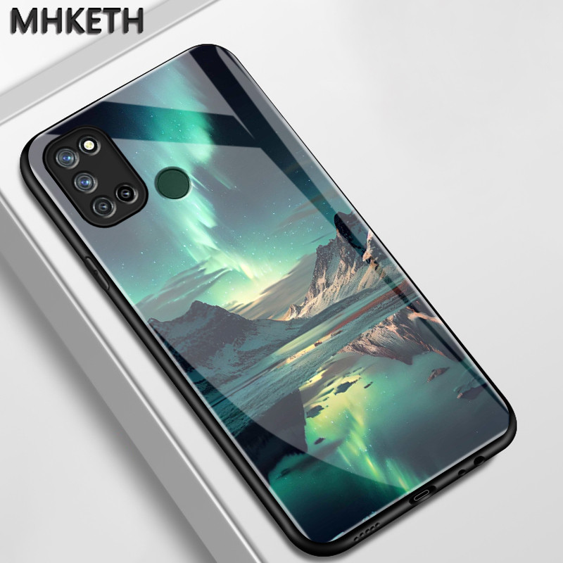 เคสสำหรับ Realme 7i C17 7 5G 7 Pro เคสโทรศัพท์กันรอยขีดข่วนกระจกลายภูเขาหิมะออโรร่าแบบมีลักษณะเฉพาะต