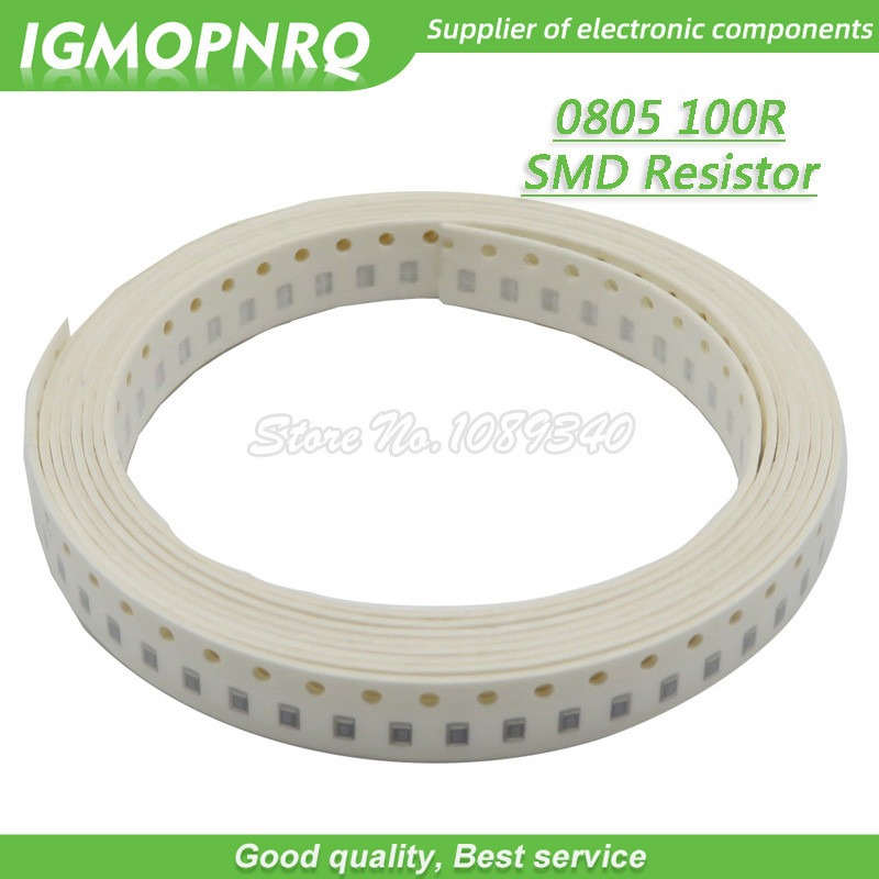300 ชิ้น 08805 ตัวต้านทาน SMD 100 โอห์มตัวต้านทานชิป 1/8W 100R โอห์ม 08805 100R
