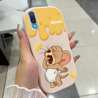 เคสสำหรับ Samsung Galaxy A02 M02 เคสโทรศัพท์แมวที่น่ารักและหนูกันกระแทกกลมและอ้วน