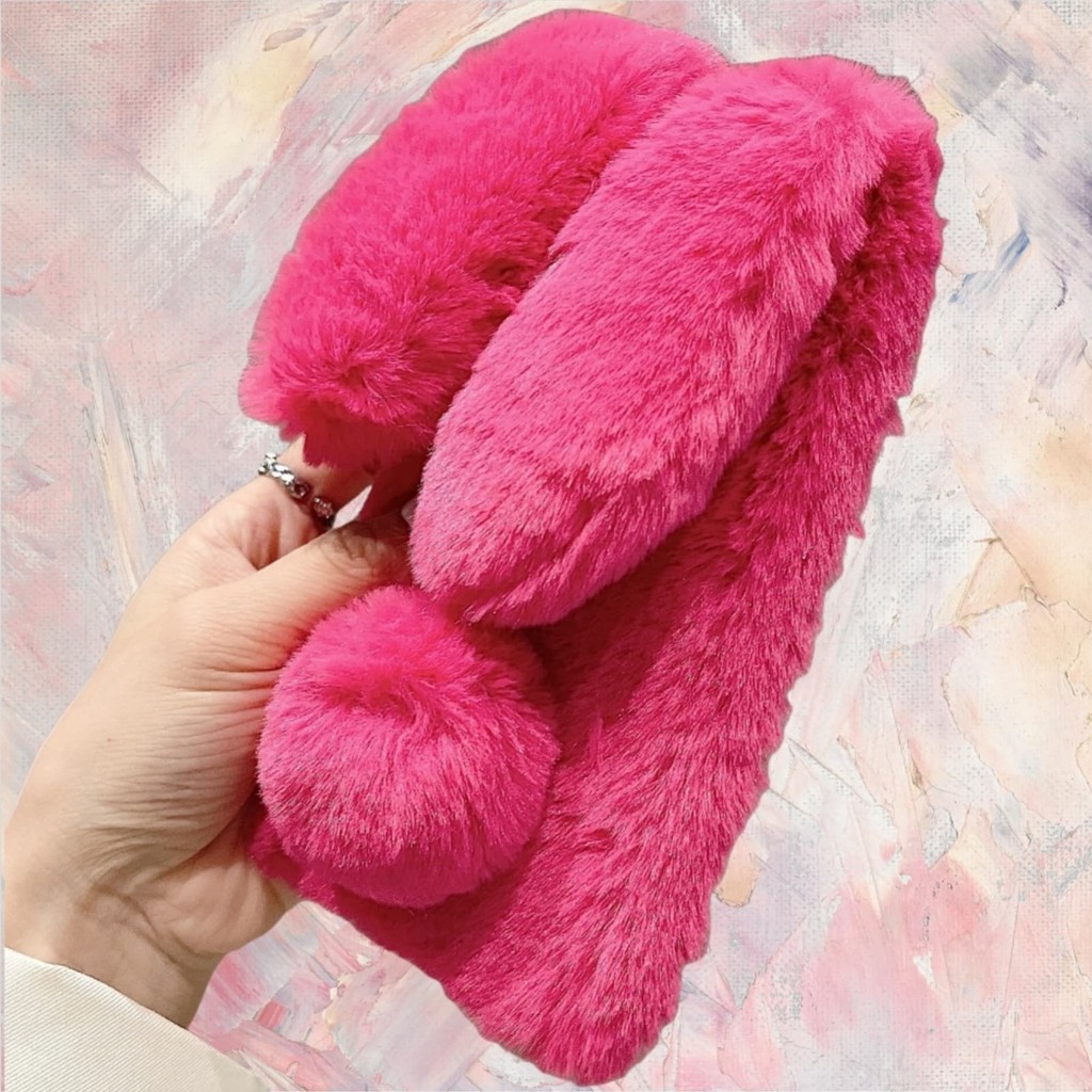 สําหรับRealme C75 C71 C67 C65 C63 C61 C55 C53 C51 C35 C33 C30 C25 C21 C20 C15 C12 C11 Plushเคสโทรศัพท์นุ่มFurryกระต่ายหูHballเพชรRoseสีแดงสีชมพู - รูปที่ 6