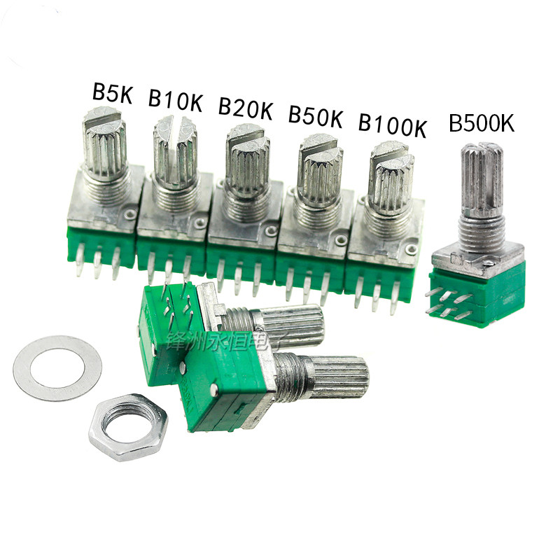 5PCS RK097G Double Potentiometer B5K/10K/20K/50K/100K 6PIN เครื่องขยายเสียง RK097N