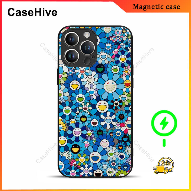 Takashi Murakami ดอกไม้เคสโทรศัพท์สําหรับ iPhone 17 Pro Max / iPhone 16 Pro Max / 15 Pro Max / 13 / Samsung Galaxy S26 Ultra / S24 Plus CB487