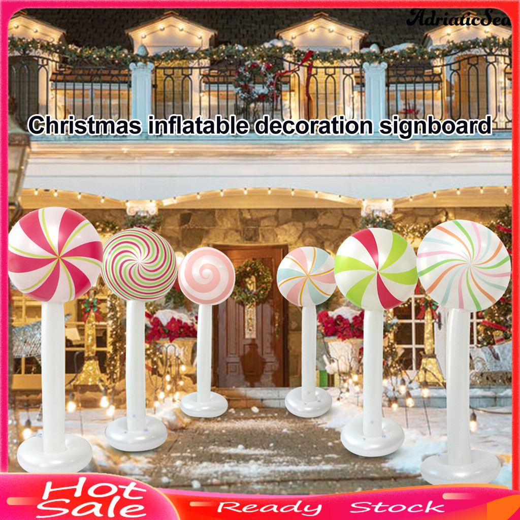[COD]☃Inflatable Candy Cane คริสต์มาส Lollipop Decor 47.2 นิ้ว PVC กลางแจ้งในร่มตกแต่งงานรื่นเริง Ph