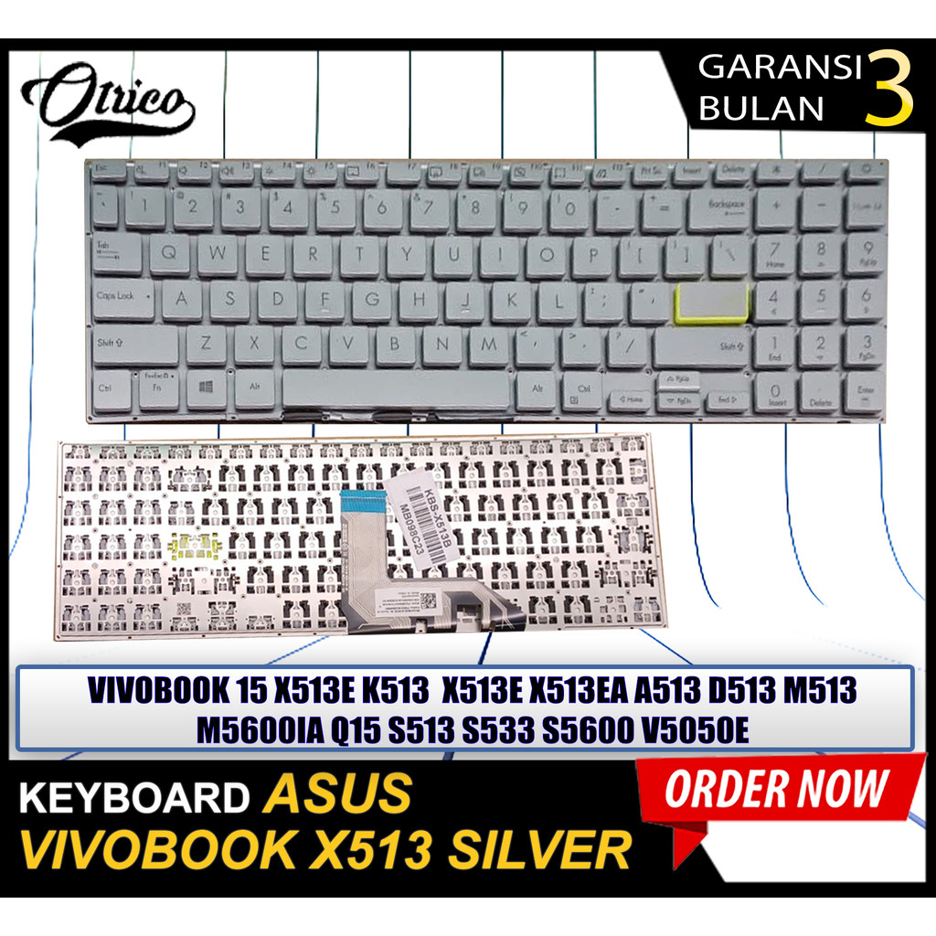 Asus Vivobook 15 X513 A513 S513 D513 M513 K513 F513 M5600IA SILVER OTRICO คีย์บอร์ด