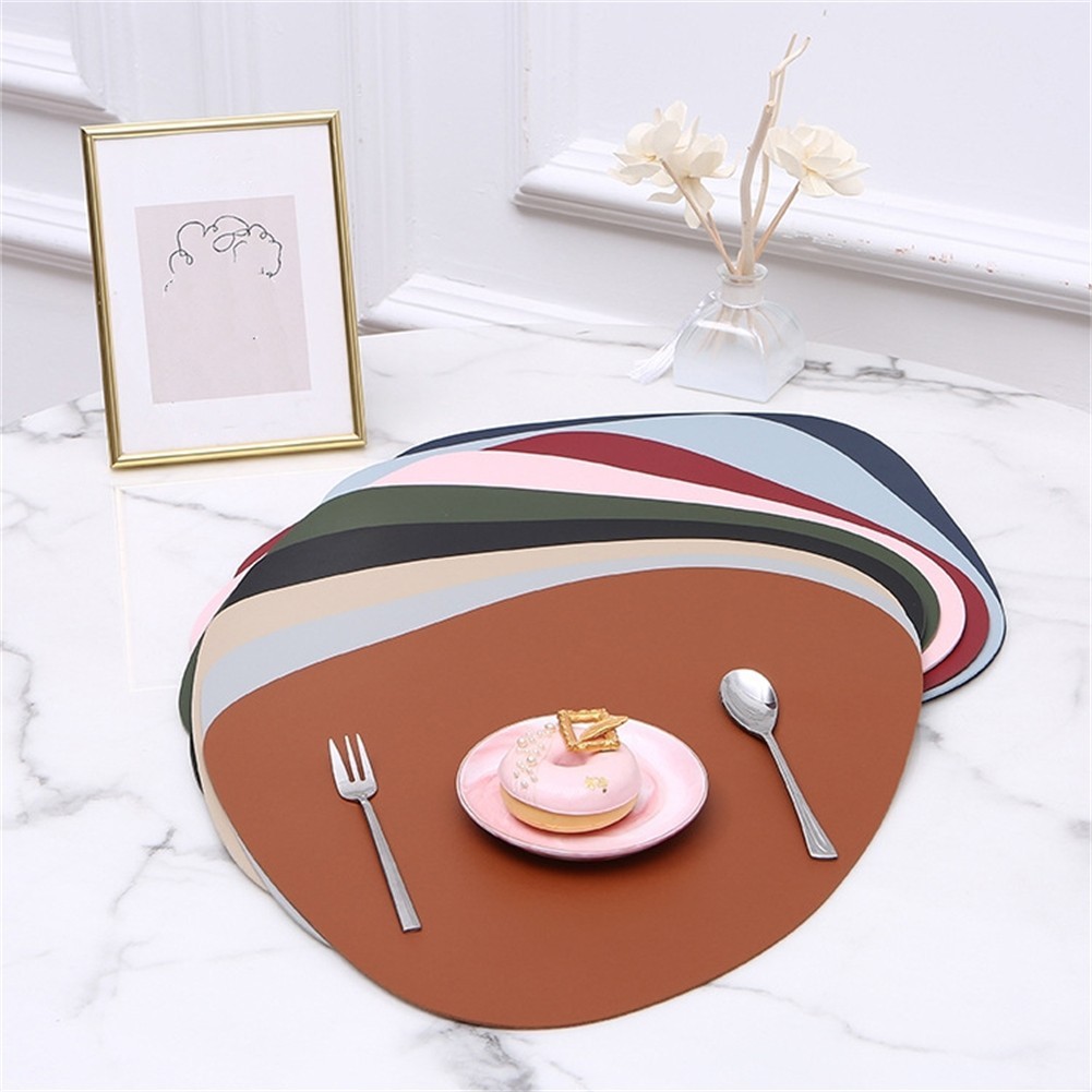 L-HOT39CM PU Leather Placemats Place Mats Coffee Coaster กันน้ําสําหรับโต๊ะในครัว