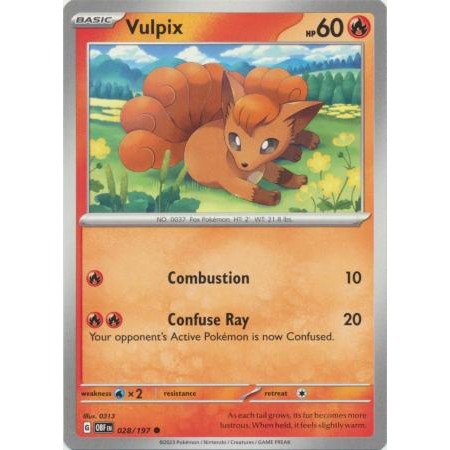 การ์ด Pokemon Vulpix - 028/197 - ทั่วไป