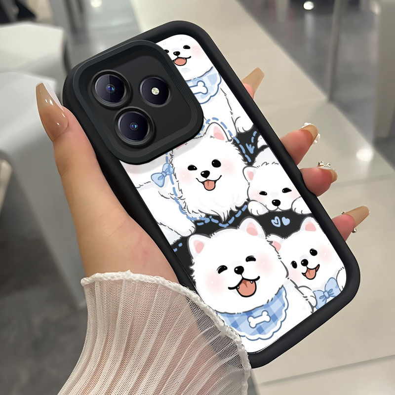 เคสสำหรับ Realme C63 C61 Narzo N63 N61 Note 60 Note 60X เคสโทรศัพท์สุนัขสามสีซิลิโคนกันกระแทก