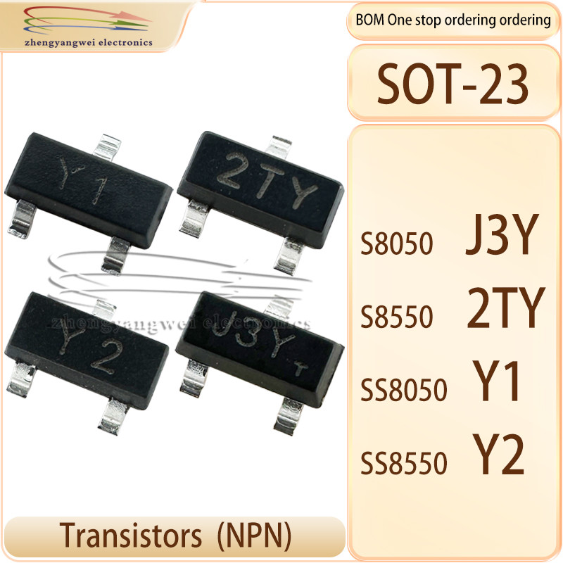 SS8050 Y1 SS8550 Y2 50PCS S8050 J3Y S8550 2TY 1.5A 0.5A SOT-23 PNP NPN ทรานซิสเตอร์ทรานซิสเตอร์ทรานซ