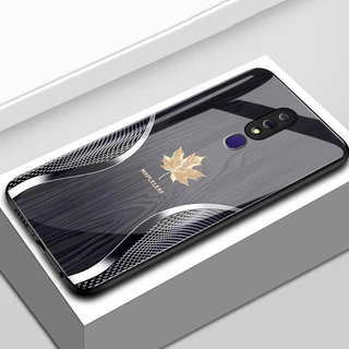 เคสสำหรับ OPPO F11 F11 Pro A9 2019 A9X เคสโทรศัพท์ใบเมเปิ้ลนำโชคเปลือกแก้วกันกระแทก