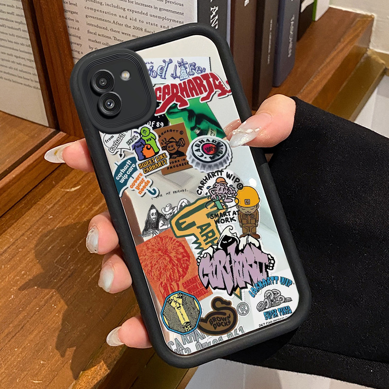 Samsung Galaxy A03 Core A02 M02 Case Casing Icon รูปแบบวงกลม Silicone Protective Cesing Jingmian Mob