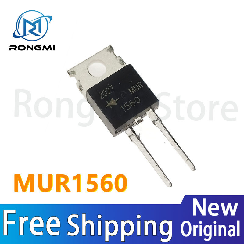 10PCS 100% ใหม่นําเข้าเดิม MUR1560G MUR1560 U1560 TO-220 600V 15A fast recovery ไดโอด