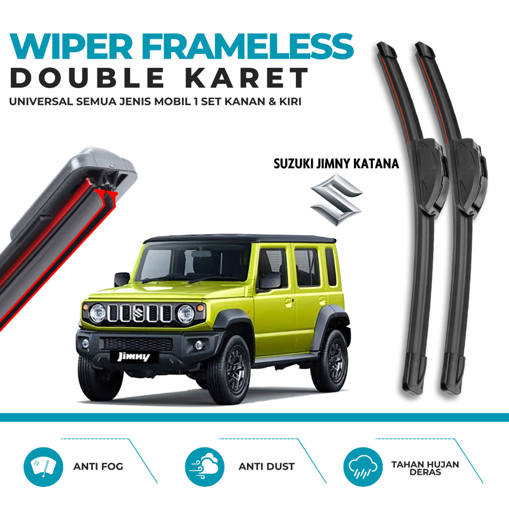 Suzuki Jimny Katana Dual Rubber Banana Model Wiper หนึ่งคู่ซ้ายขวาทําความสะอาดกระจกที่สมบูรณ์แบบ