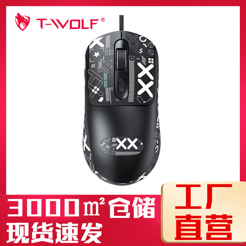 เมาส์เกม T-WOLF G580 เมาส์มีสาย สำหรับเกมและออฟฟิศ 2400DPI 4 ปุ่ม 4 ทิศทาง 125x63x40mm |J1R03RP1|