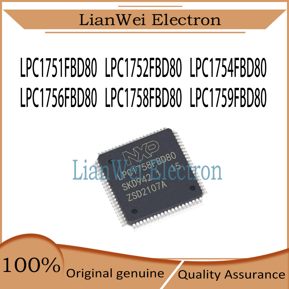 ใหม่เอี่ยม LPC1751FBD80 LPC1752FBD80 LPC1754FBD80 LPC1756FBD80 LPC1758FBD80 LPC1759FBD80 IC MCU ชิปเ