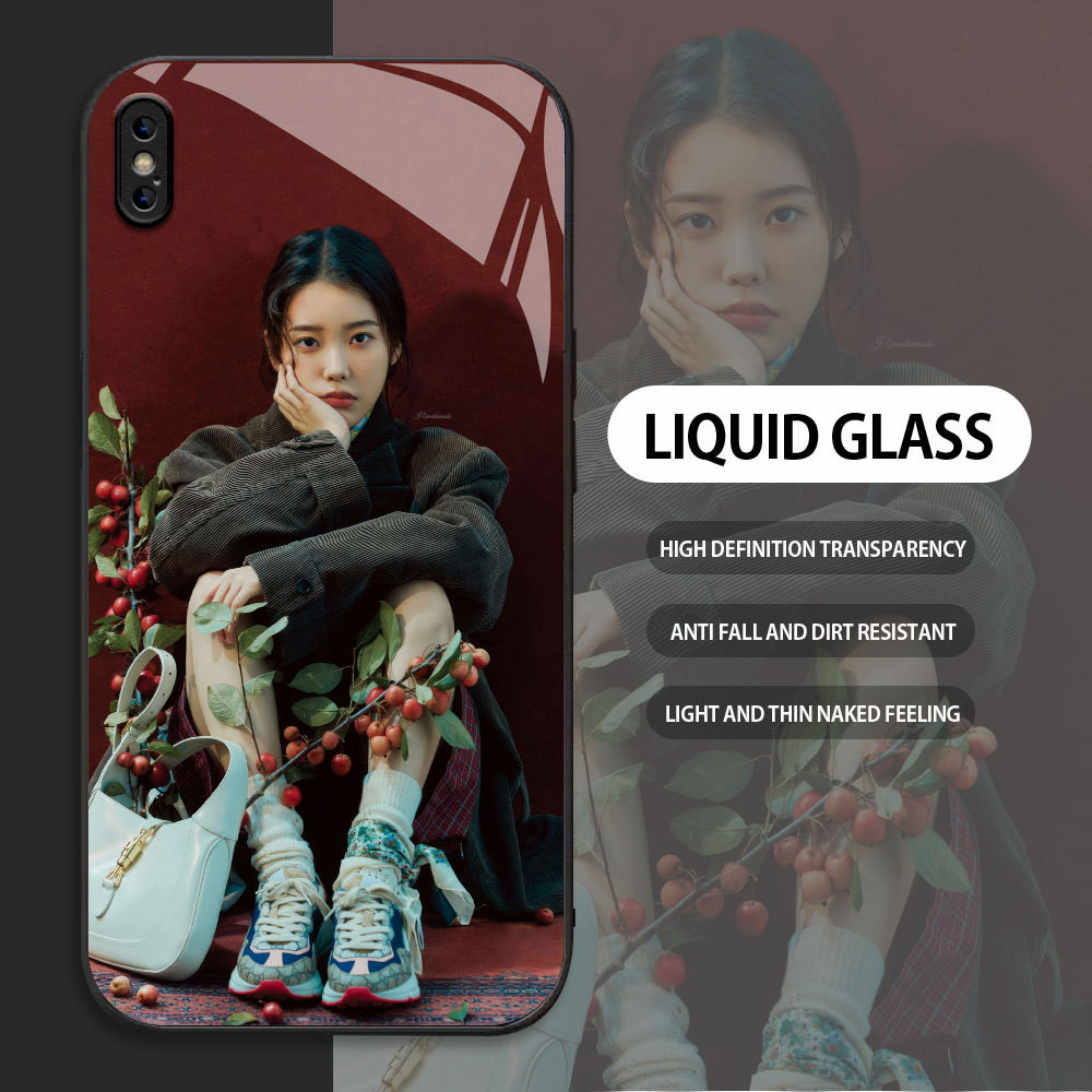 เคสกระจกนิรภัยสําหรับ Apple iPhone X XR XS MAX เคสโทรศัพท์มือถือ IU รูปแบบจากเกาหลี เคส HP แบบกําหนด
