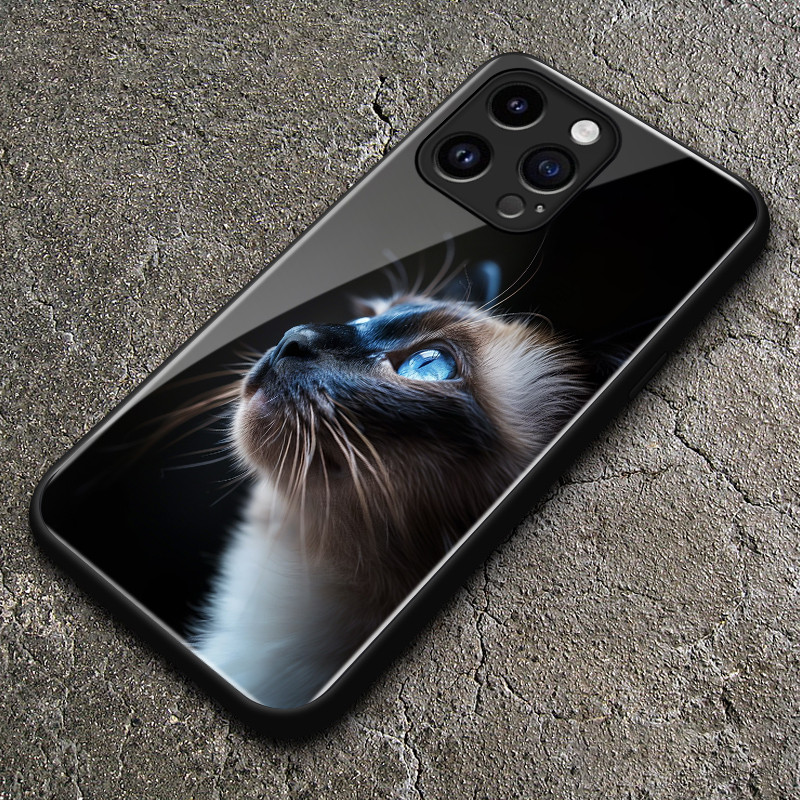 เคสสำหรับ OPPO A79 5G A2 5G เคสโทรศัพท์แก้วเรียบหูฟังลายแมวน่ารัก - รูปที่ 4