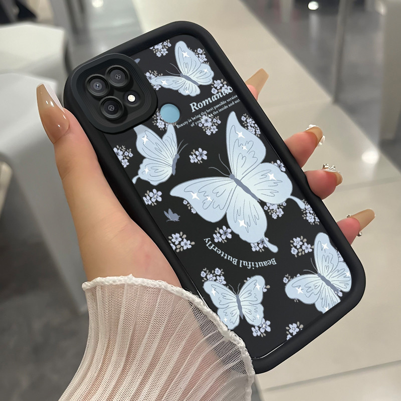 เคสสำหรับ OPPO A15 A15s A35 เคสโทรศัพท์ผีเสื้อสามสีซิลิโคนกันกระแทก