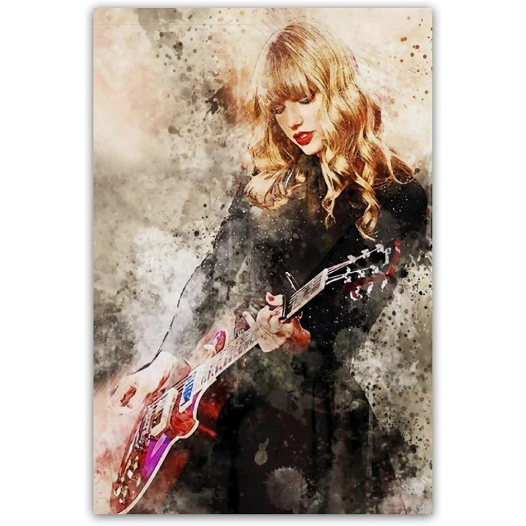 Taylor Swift Wall Art ผ้าใบเพลงนักร้อง Taylor Swift สีน้ําโปสเตอร์ Wall Decor Retro Taylor Swift กีต