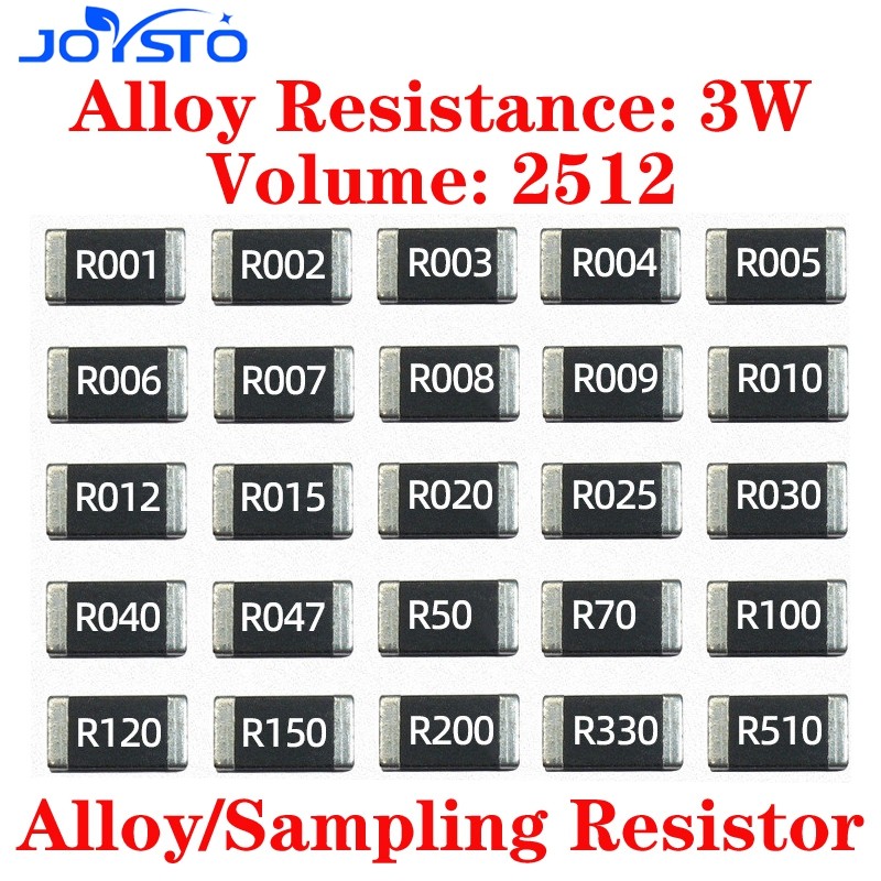 20PCS SMD Alloy Sampling Resistor 2512 3W 1% การตรวจจับ Current High-Power Resistor 0.5R 0.02R R020 