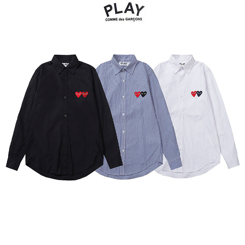 Comme Des Garcons World Tour Shirt Play Streetwear Gradient Plaid Loose shirts