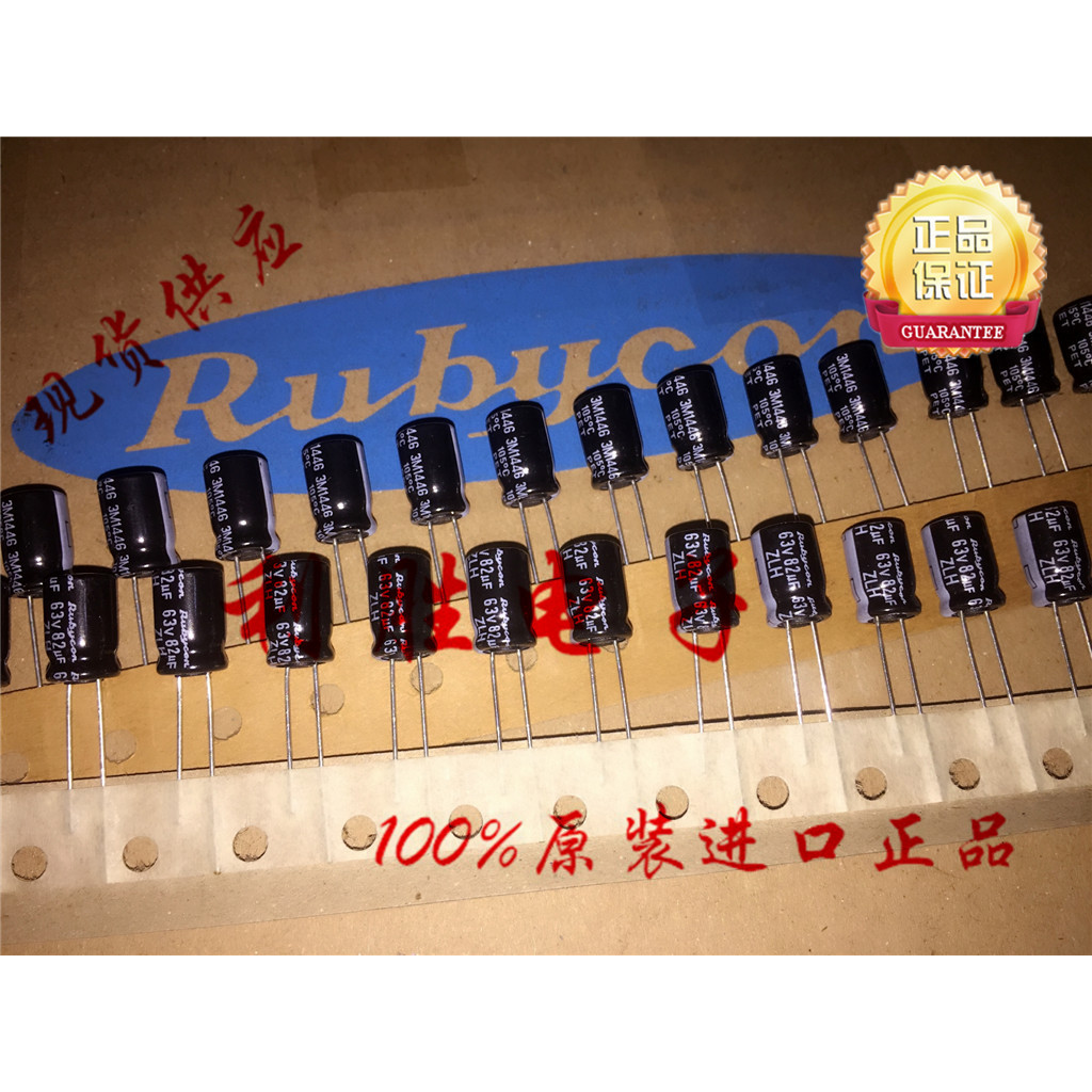 10PCS 82UF 63V ญี่ปุ่น Rubycon Electrolytic Capacitor 63V82UF 8 * 12 ZLH ความถี่สูงความต้านทานต่ํา