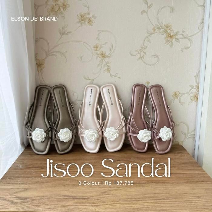 Choice - Elson Jisoo รองเท้าแตะส้นแบนผู้หญิง Rose Rose Flower Collection