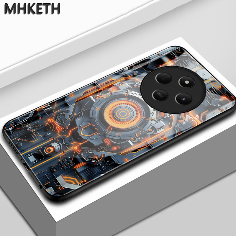 เคสสำหรับ Redmi 14C 4G 14C 5G A4 5G 14R 5G POCO C75 5G M7 5G เคสโทรศัพท์ฝาครอบด้านหลังกันกระแทกแก้วเมชาที่ทันสมัย