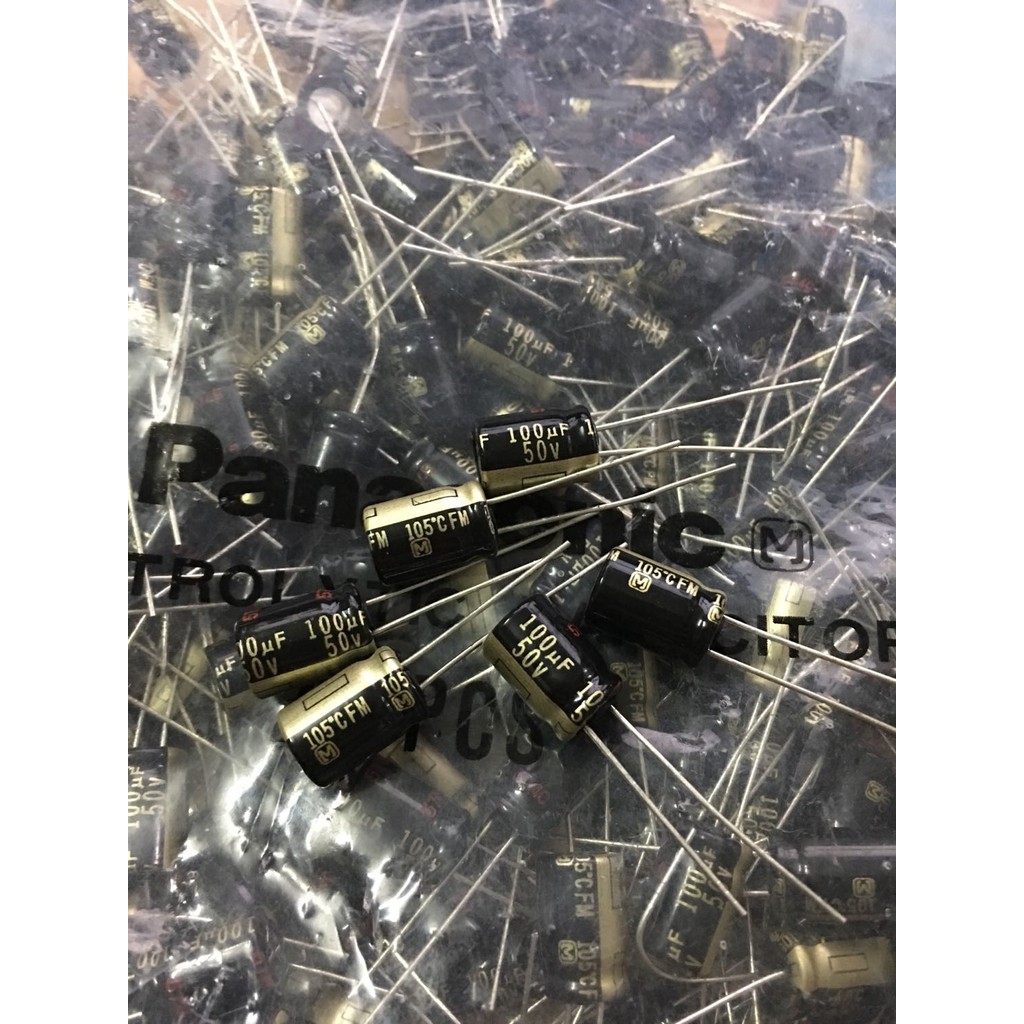 6PCS 100UF 50V ญี่ปุ่น Panasonic Fever Audio Capacitor 50V100UF 8 * 12 FM Ultra Low Resistance