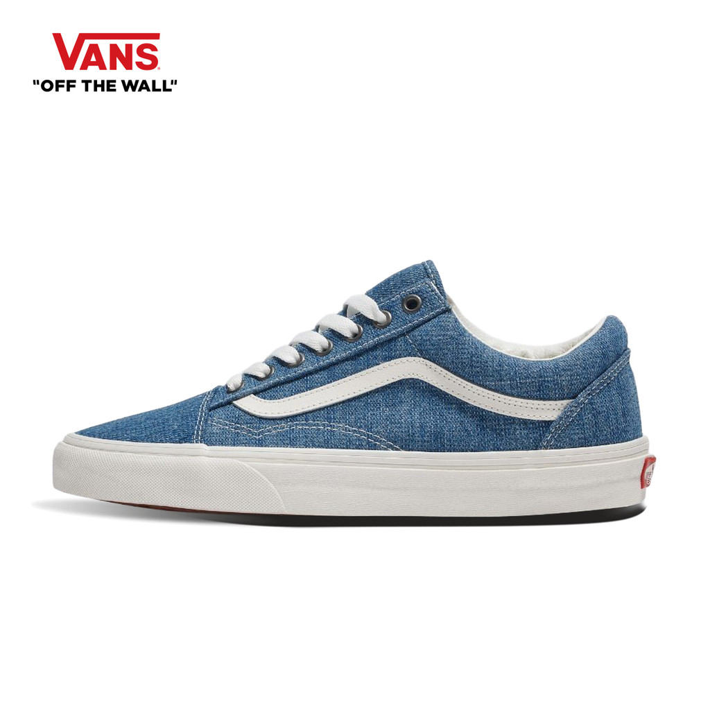 VANS OLD SKOOL - THREADED DENIM BLUE/WHITE รองเท้าผ้าใบ แวนส์ ผู้ชาย ผู้หญิง