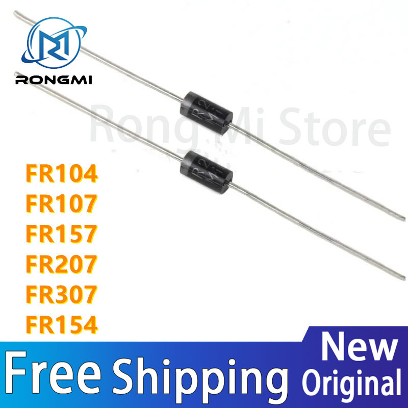 50 ชิ้นเดิมแท้ Fast Recovery Diode FR104, FR107, FR157, FR207, FR257, FR307, FR607, FR608, DO-15