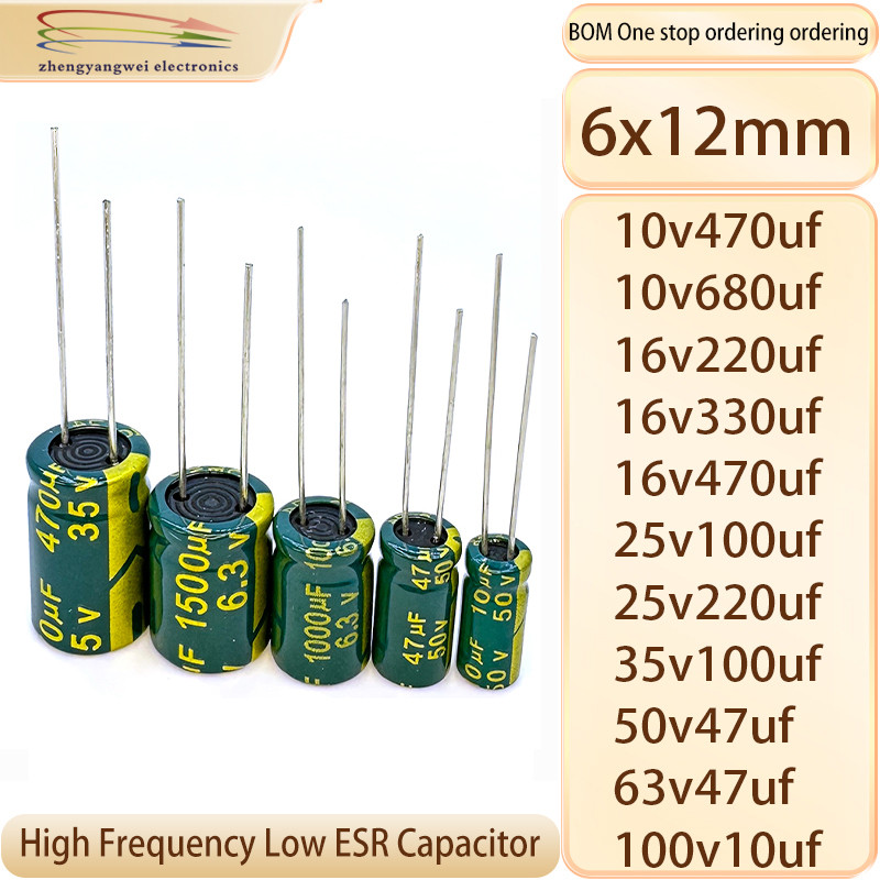 6X12 20PCS 100v10uf 63v47uf 50v47uf 35v100uf 25v220uf 25v100uf 16v470uf 16v330uf 16v220uf 10v680uf 1