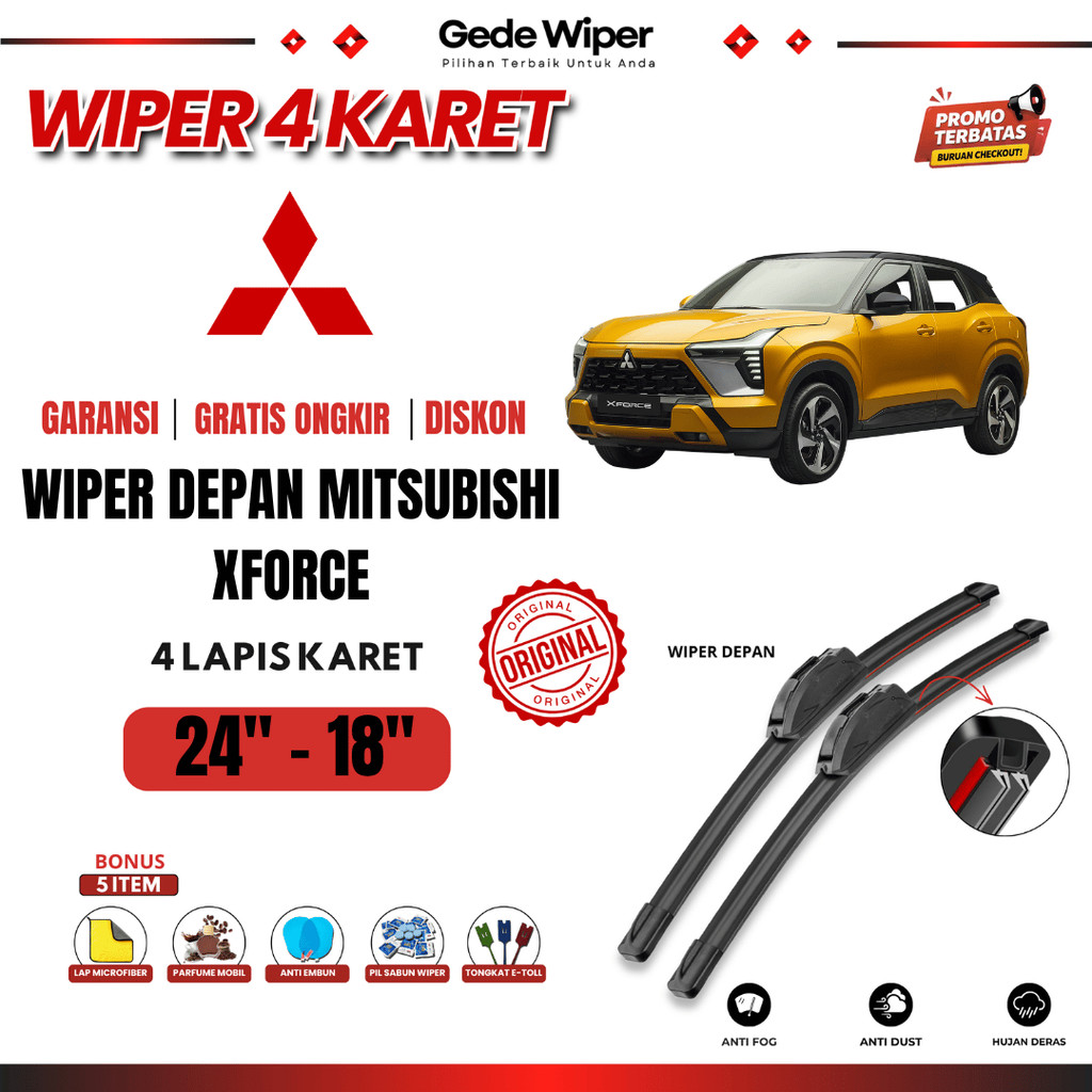 ที่ปัดน้ําฝนกระจกรถยนต์ Mitsubishi XForce Quad ฟรี 5 โบนัส